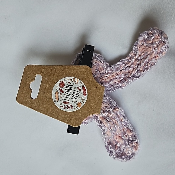 Hand Crafted Purple Crochet  Bow Hair Clip Accessory 2.5" black alligator clip - Picture 17 of 17